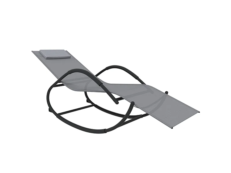 Sdraio sdraio prendisole lettino da giardino terrazza mobili da esterno a dondolo grigio acciaio e Textilene 02_0012972