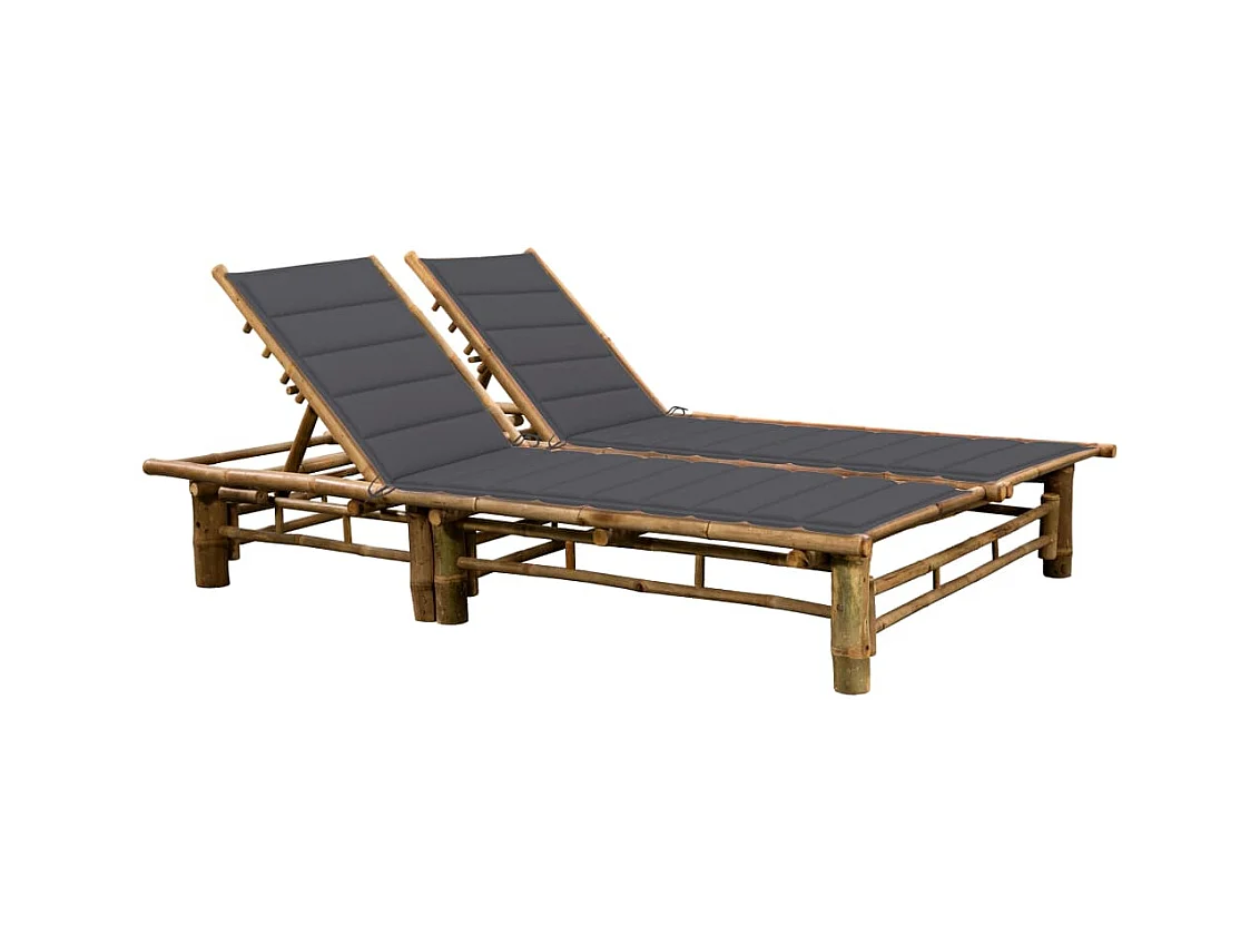 Transat chaise longue bain bambou marron 200 x 130 x 24 cm 02_0012906