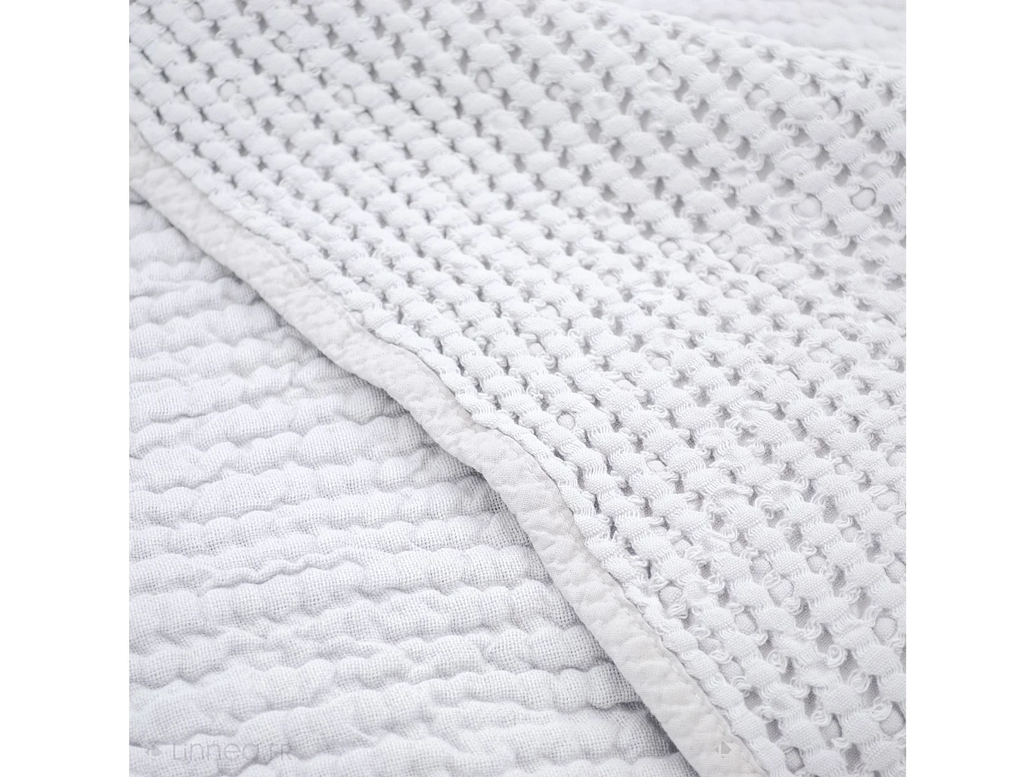 Plaid réversible 125x180 cm JAIPUR coton stone-washed gris perle