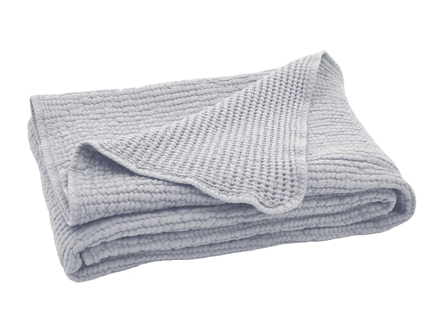 Plaid réversible 125x180 cm JAIPUR coton stone-washed gris perle