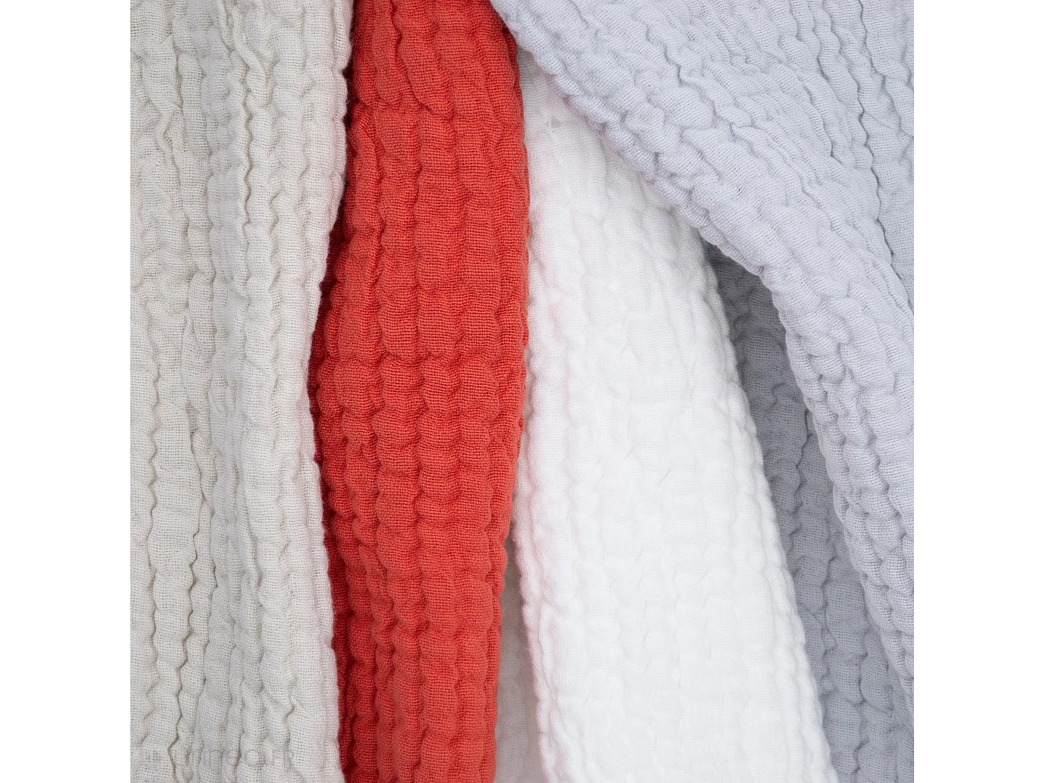 Plaid réversible 125x180 cm JAIPUR coton stone-washed gris perle