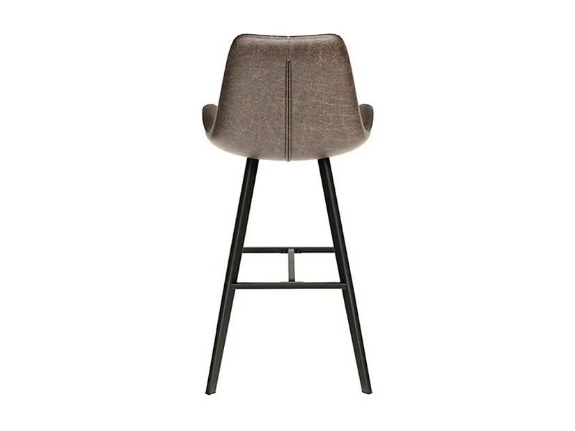 Chaise de comptoir ALICANTA – PU brun foncé – Pieds métal – Design moderne