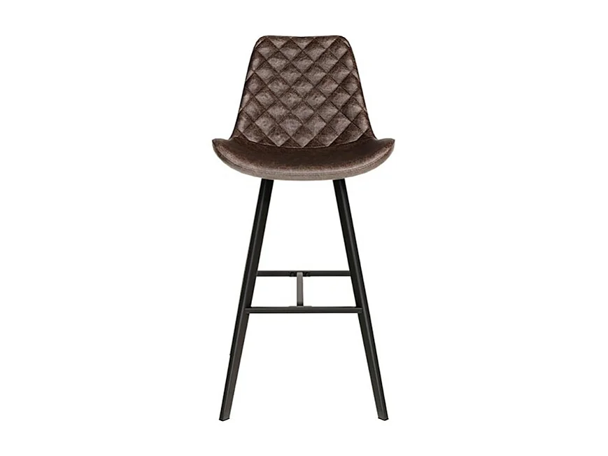 Chaise de comptoir ALICANTA – PU brun foncé – Pieds métal – Design moderne