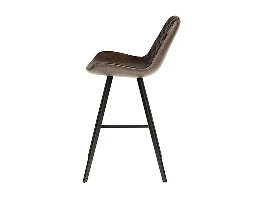 Chaise de comptoir ALICANTA – PU brun foncé – Pieds métal – Design moderne