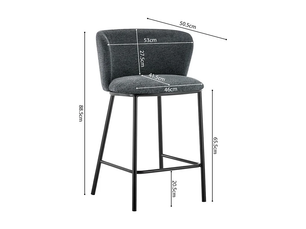 Thekenstuhl 'Arthus' Dunkelgrauer Stoff, Maße: H88,5 x B53 x T50,5 cm