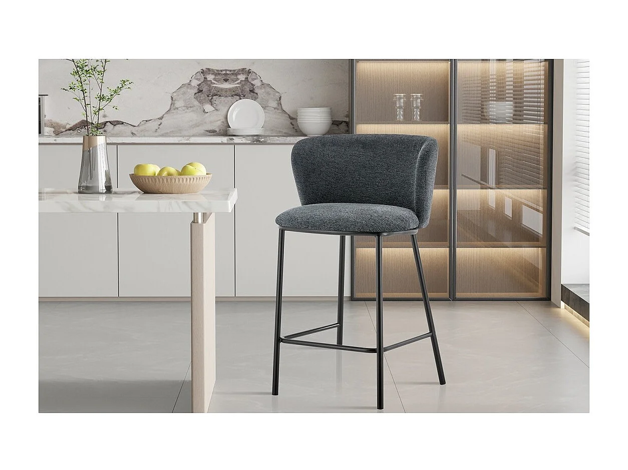 Thekenstuhl 'Arthus' Dunkelgrauer Stoff, Maße: H88,5 x B53 x T50,5 cm