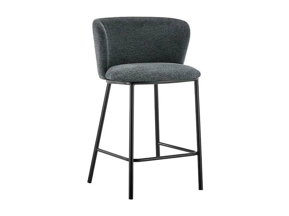 Barkruk 'Arthus' Donkergrijze Stof, afmetingen: H88.5 x B53 x D50.5 cm