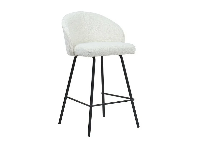 Barkruk 'Juni' Bouclé Wit, afmetingen: H87 x B52 x D51 cm