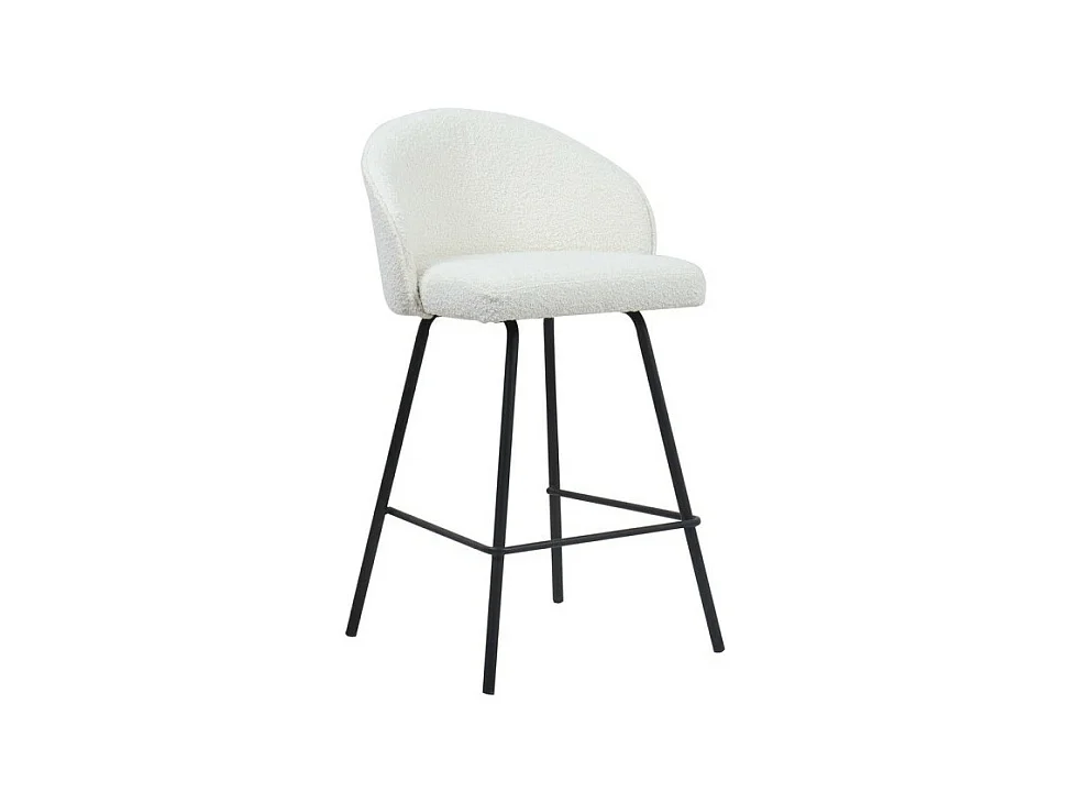 Chaise de comptoir 'Juni' Bouclé Blanc, dimensions : H87 x L52 x P51 cm