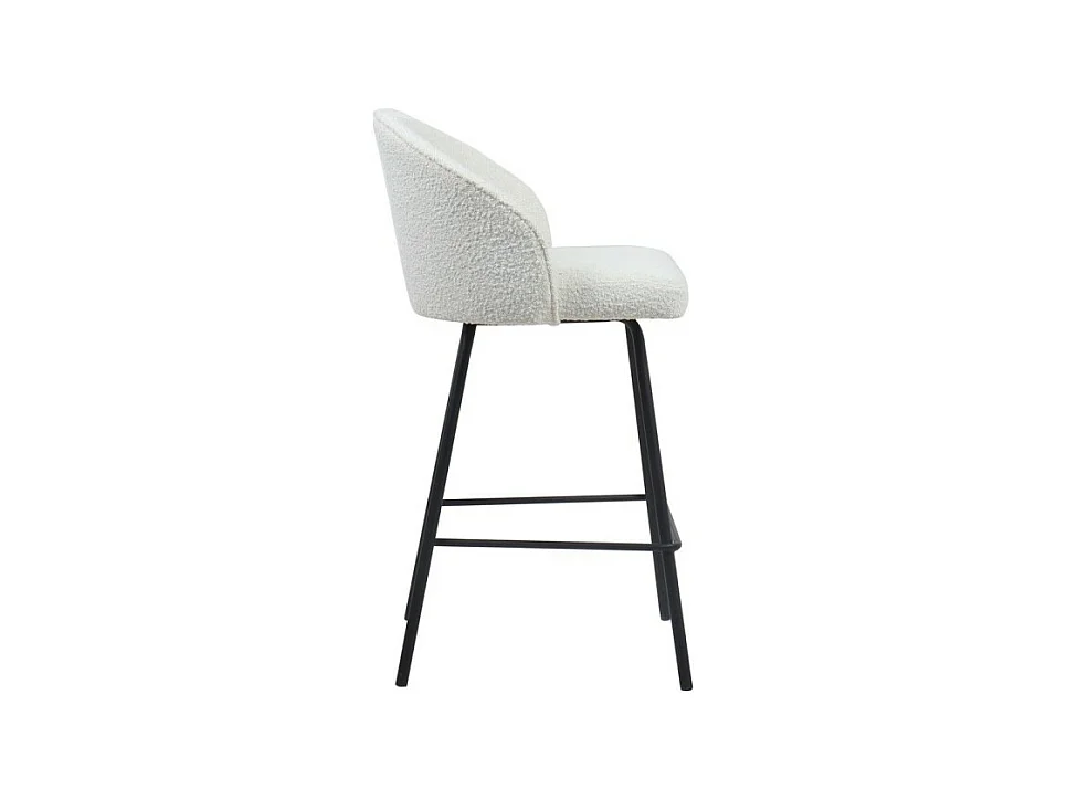 Barkruk 'Juni' Bouclé Wit, afmetingen: H87 x B52 x D51 cm