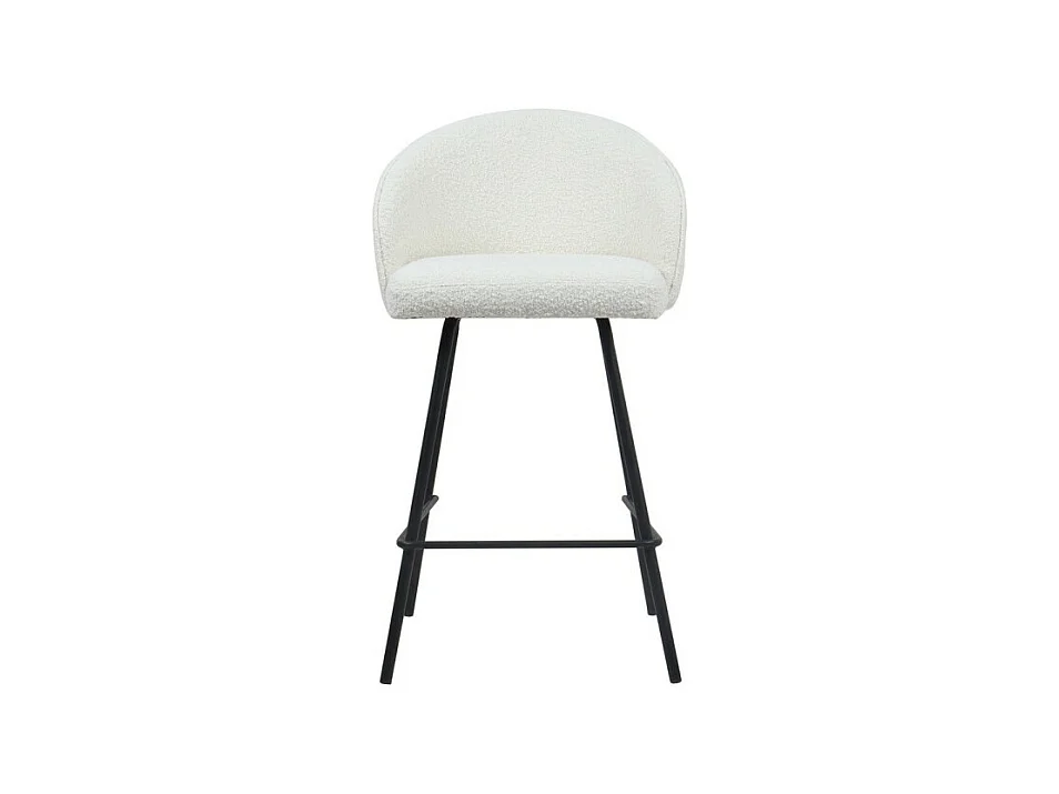 Barkruk 'Juni' Bouclé Wit, afmetingen: H87 x B52 x D51 cm