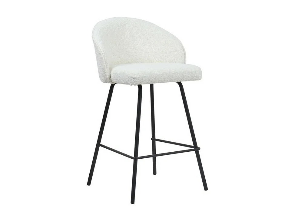 Chaise de comptoir 'Juni' Bouclé Blanc, dimensions : H87 x L52 x P51 cm