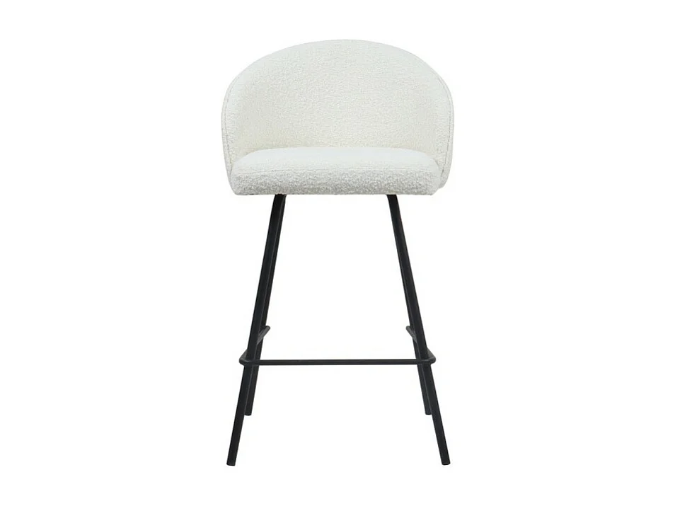 Chaise de comptoir 'Juni' Bouclé Blanc, dimensions : H87 x L52 x P51 cm