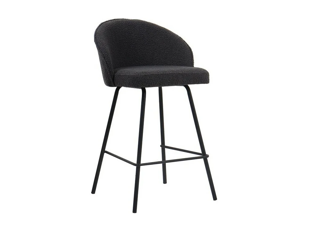 Chaise de comptoir JUNI – Bouclé gris – H87 cm design contemporain