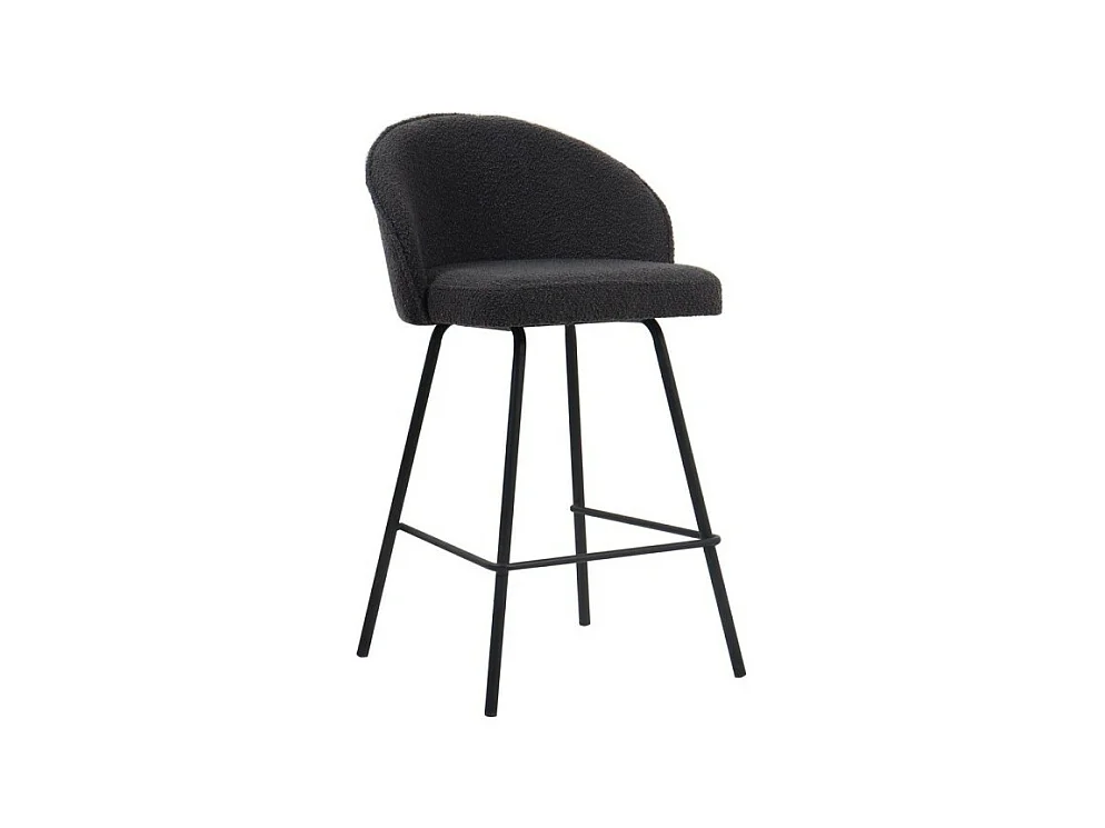 Chaise de comptoir JUNI – Bouclé gris – H87 cm design contemporain