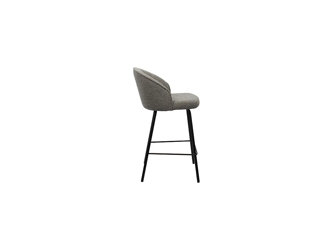 Chaise de comptoir JUNI – Bouclé gris – H87 cm design contemporain