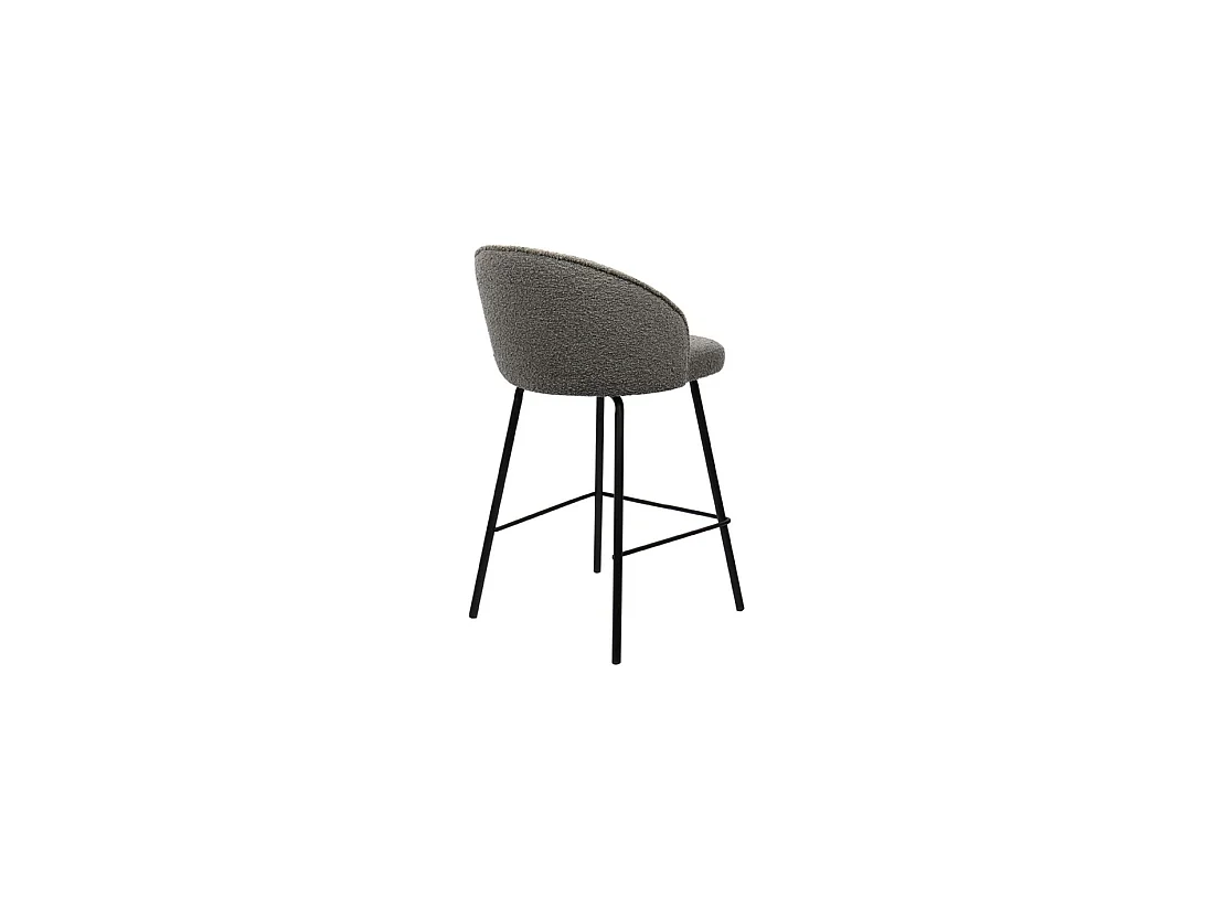 Chaise de comptoir JUNI – Bouclé gris – H87 cm design contemporain