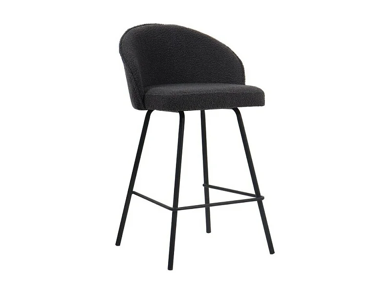 Barkruk 'Juni' Bouclé Grijs, afmetingen: H87 x B52 x D51 cm