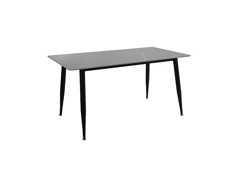 Table 160 x 90 cm plateau céramique gris et pieds évasés - RYDER