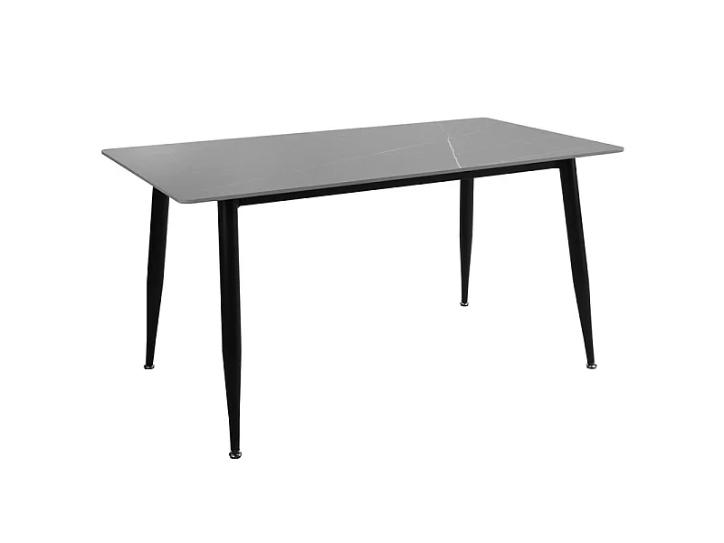 Table 160 x 90 cm plateau céramique gris et pieds évasés - RYDER