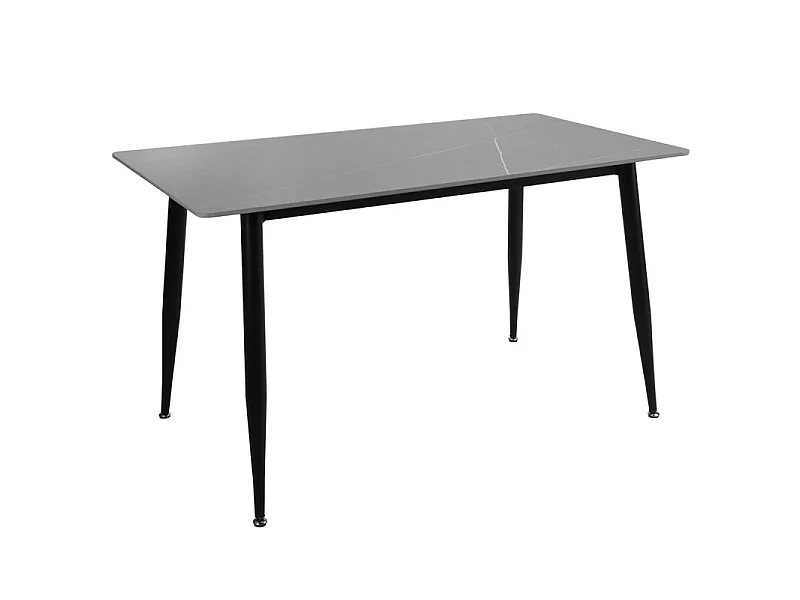 Table 130 x 70 cm plateau céramique gris et pieds évasés - RYDER