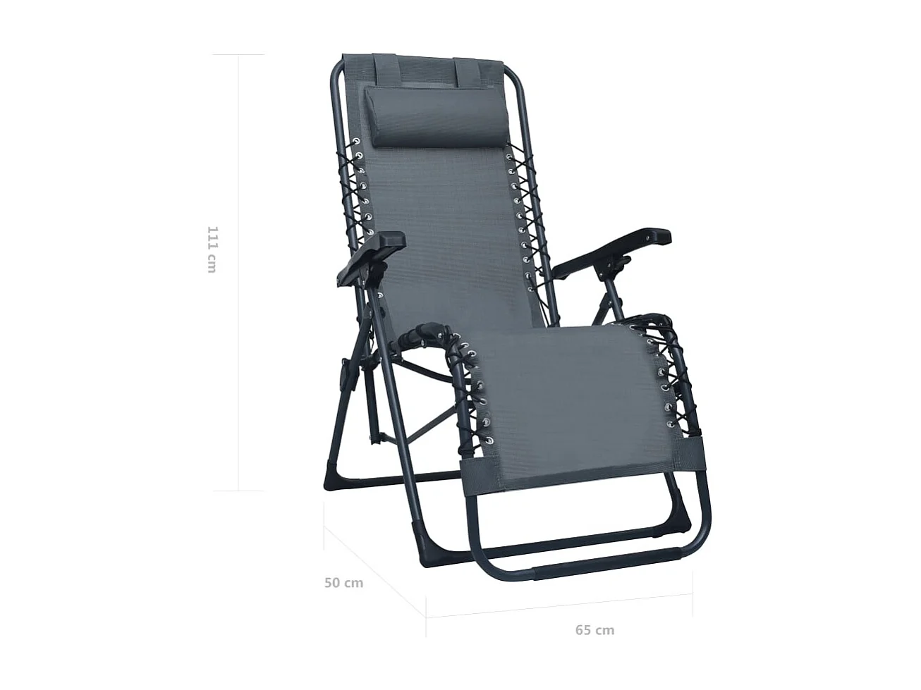 Chaise pliable de terrasse grise 65 x 50 x 111 cm 02_0011894