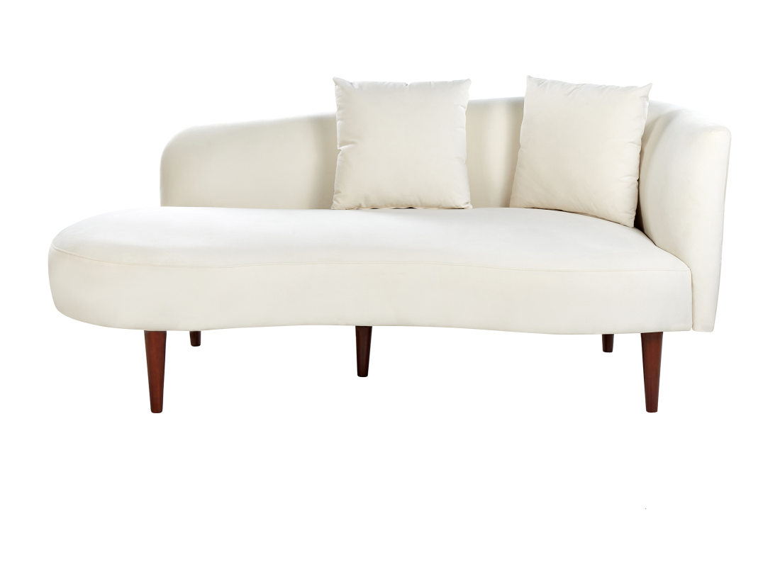 vente unique Chaise longue côté droit en velours blanc crème CHAUMONT