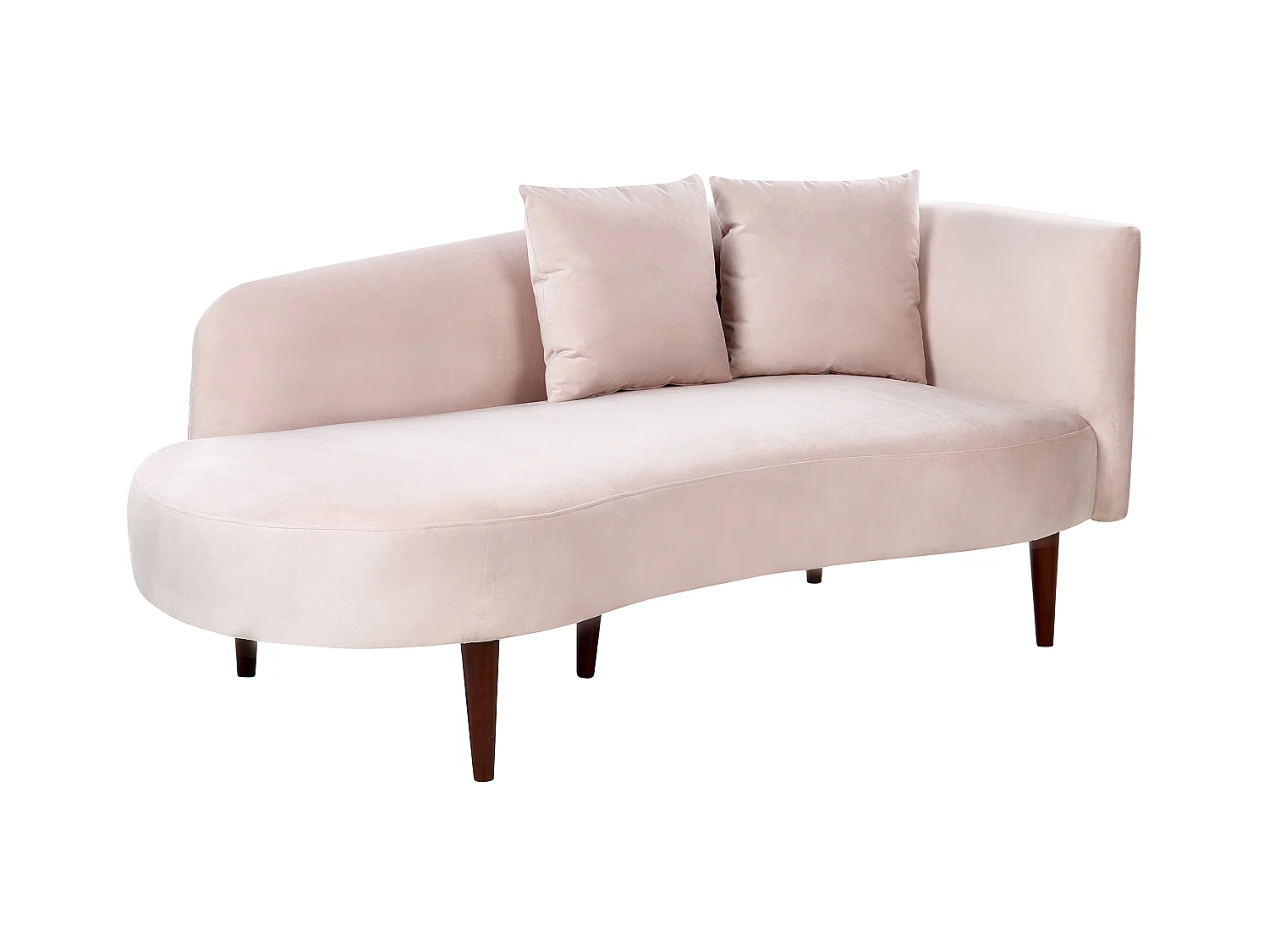 Chaise longue côté droit en velours rose CHAUMONT
