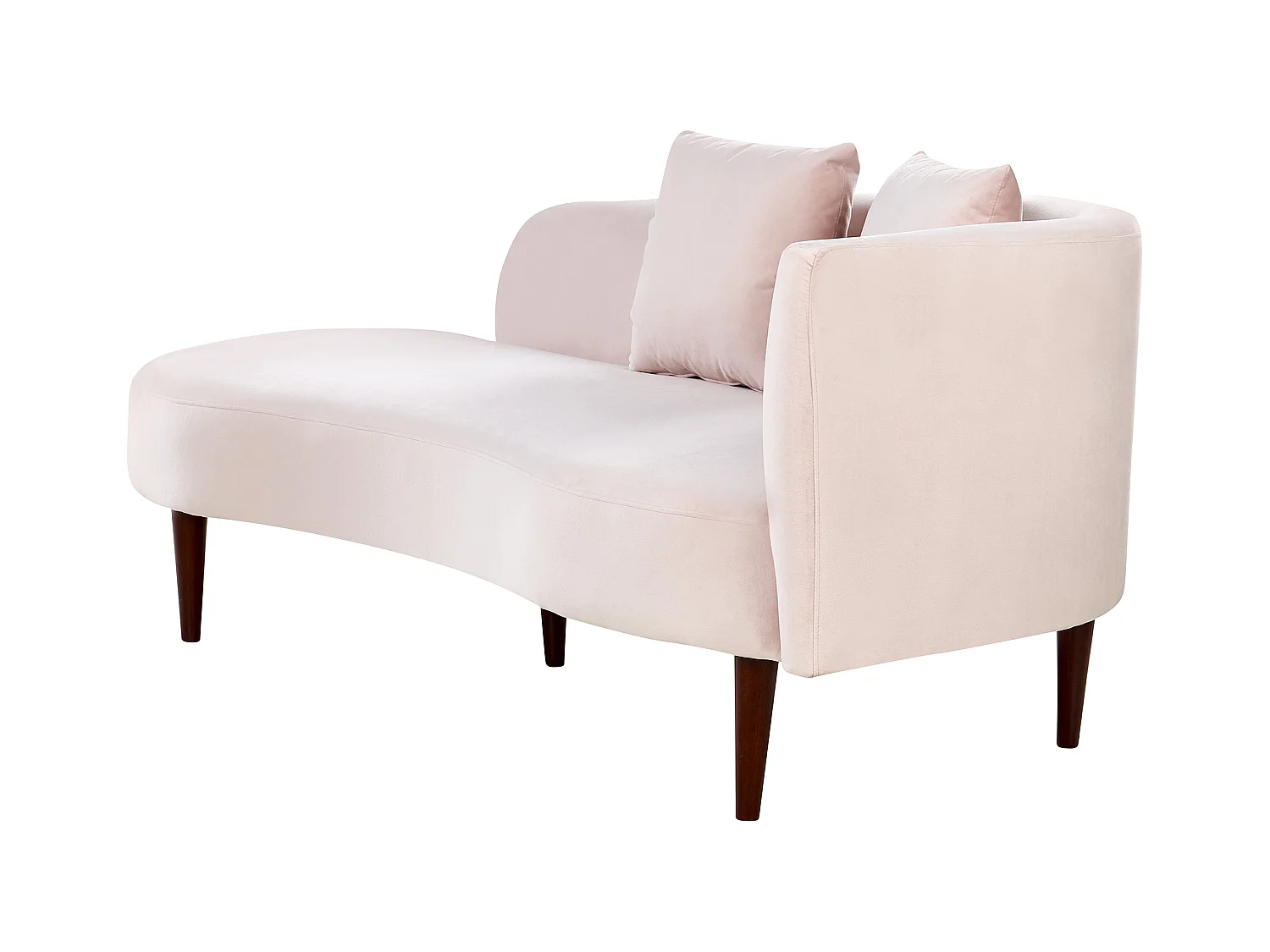 Chaise longue côté droit en velours rose CHAUMONT
