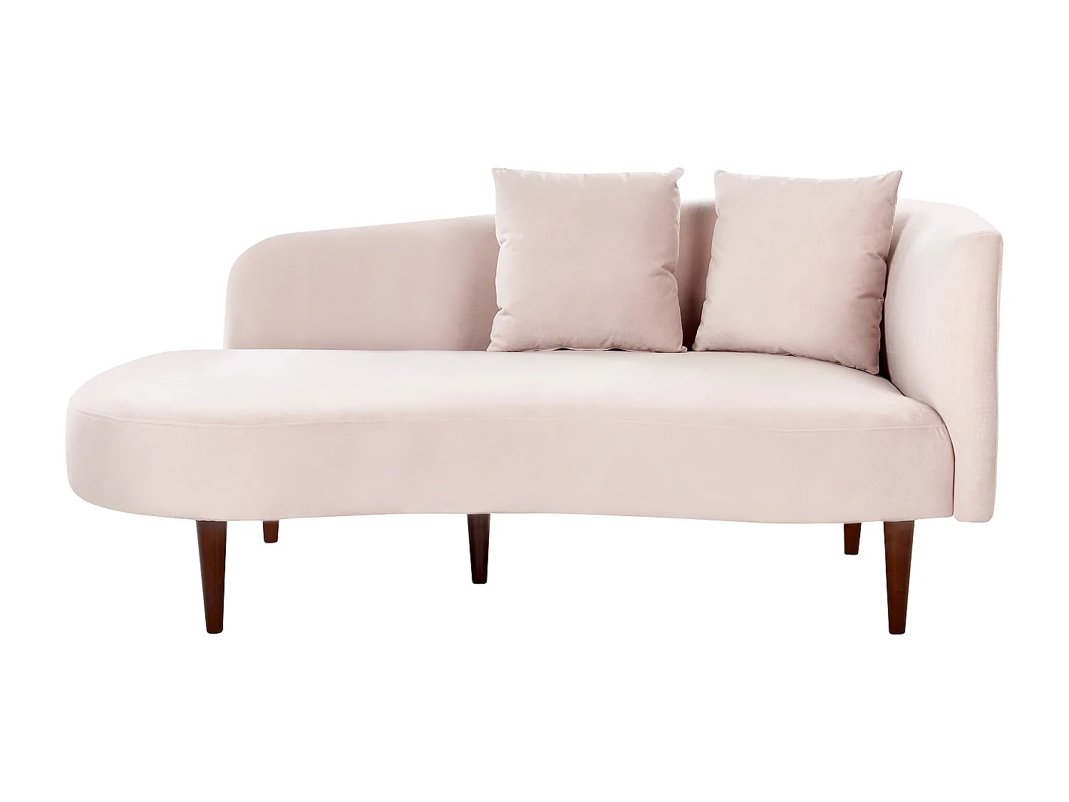 Chaise longue rechtszijdig fluweel roze CHAUMONT