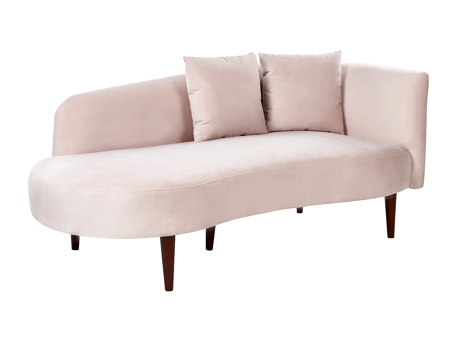 Chaise longue côté droit en velours rose CHAUMONT