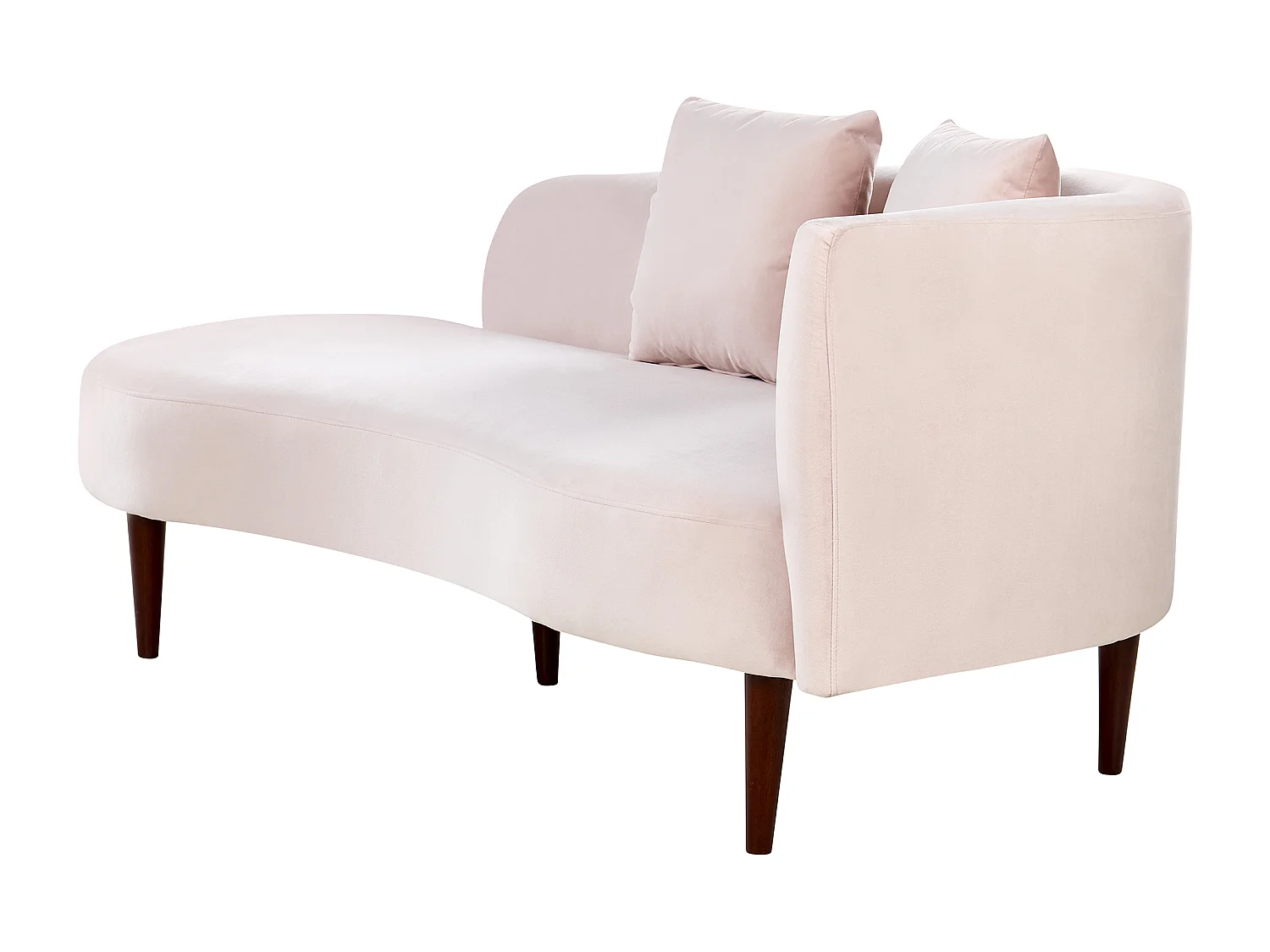 Chaise longue côté droit en velours rose CHAUMONT