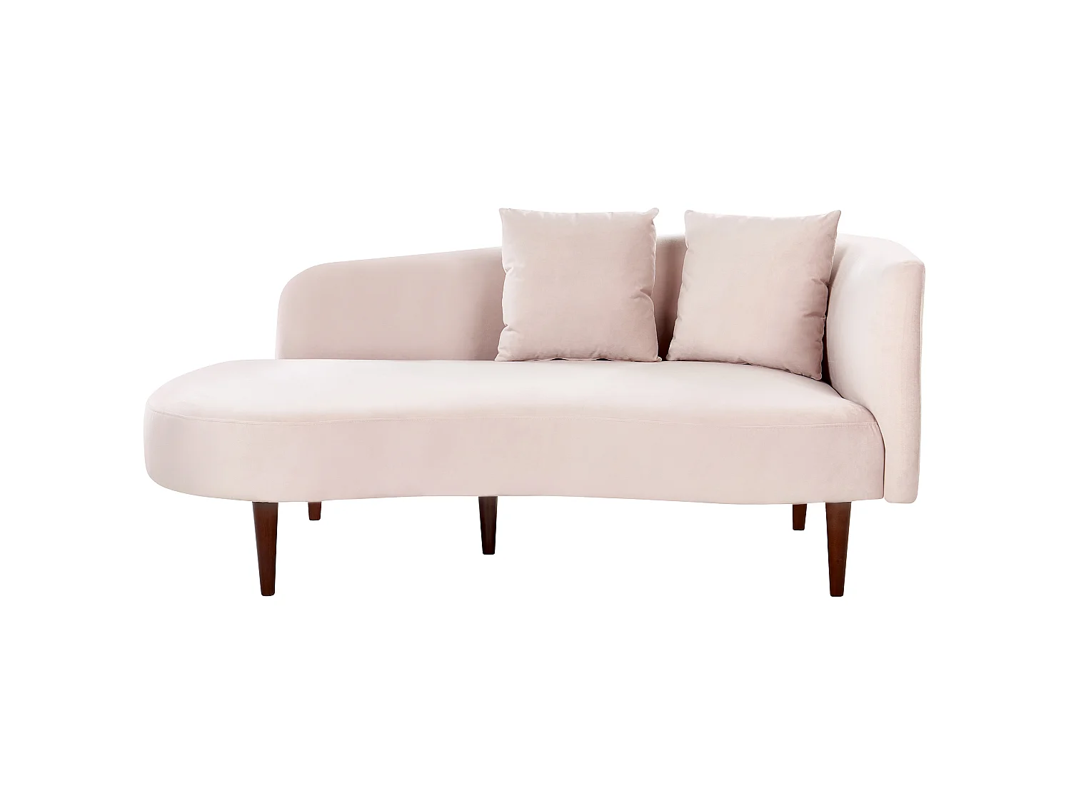 Chaise longue côté droit en velours rose CHAUMONT