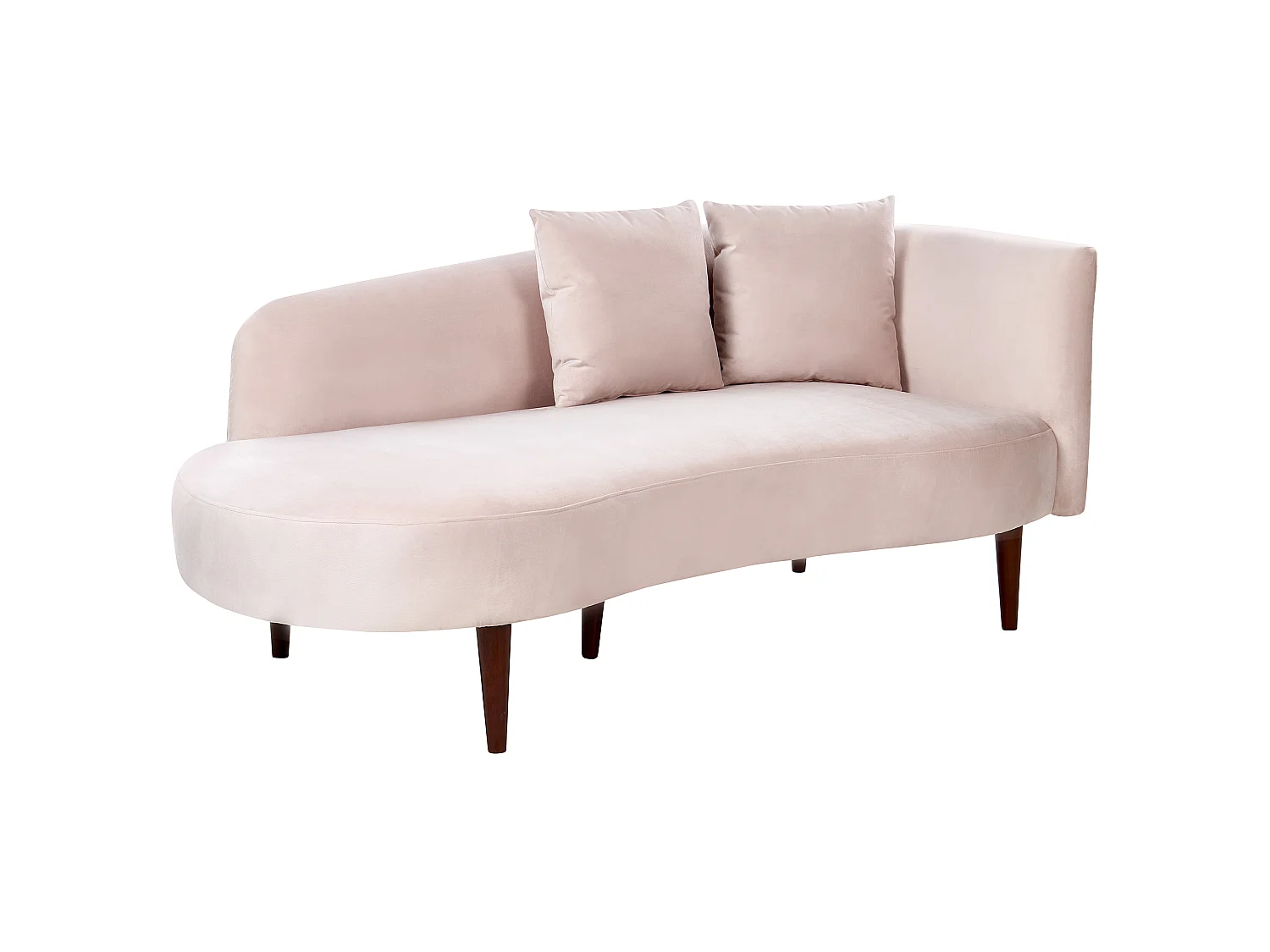 Chaise longue côté droit en velours rose CHAUMONT