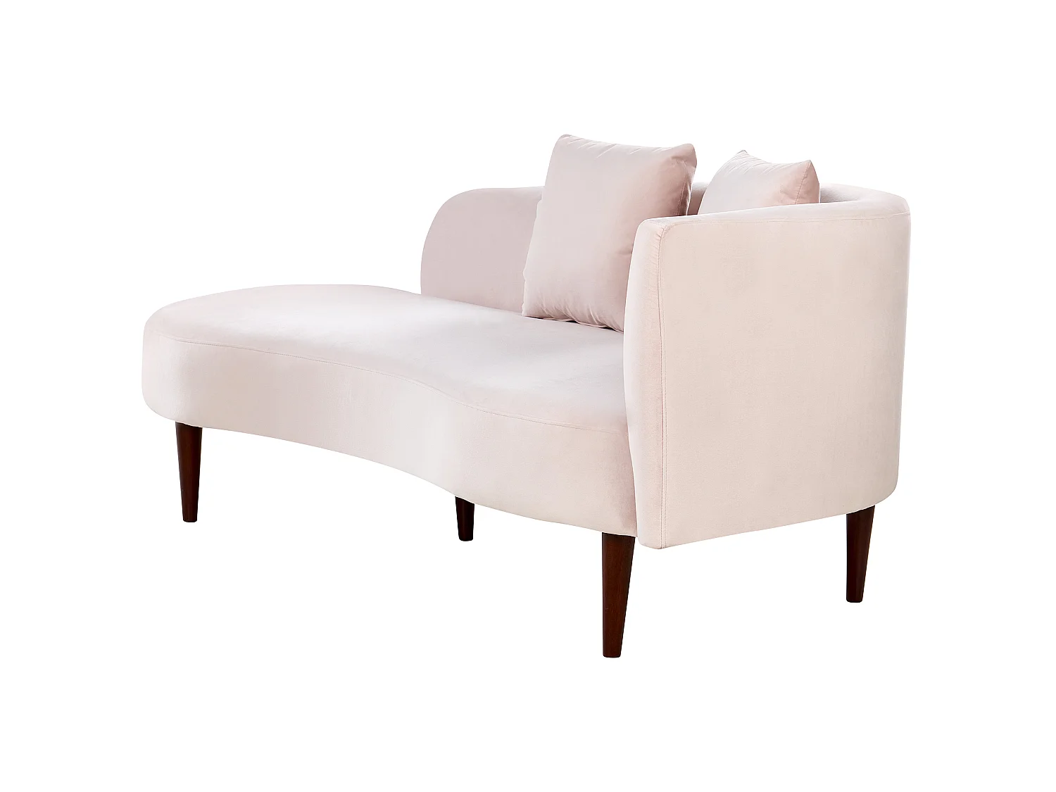 Chaise longue côté droit en velours rose CHAUMONT