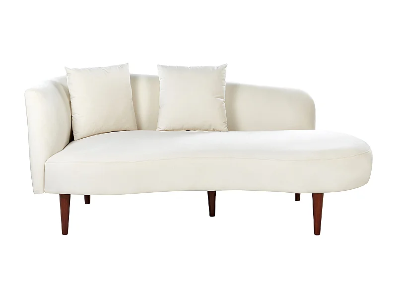 Chaise longue côté droite en velours blanc crème CHAUMONT