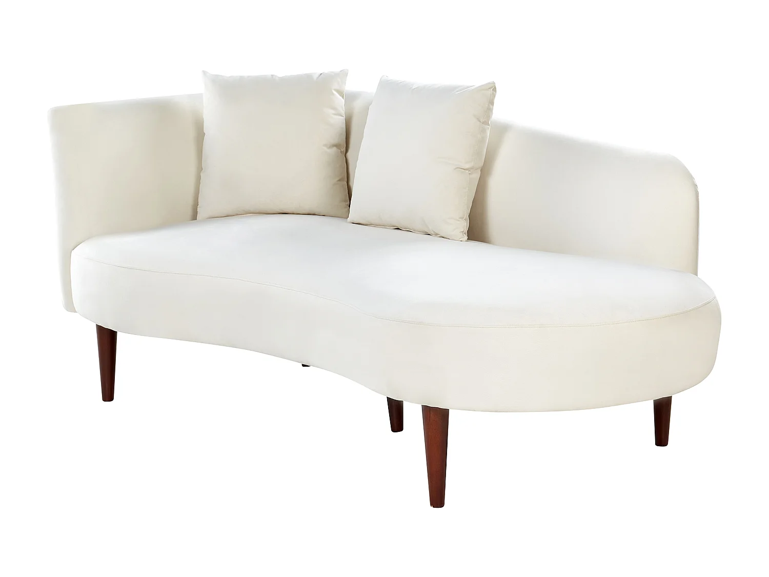 Chaise longue côté droite en velours blanc crème CHAUMONT