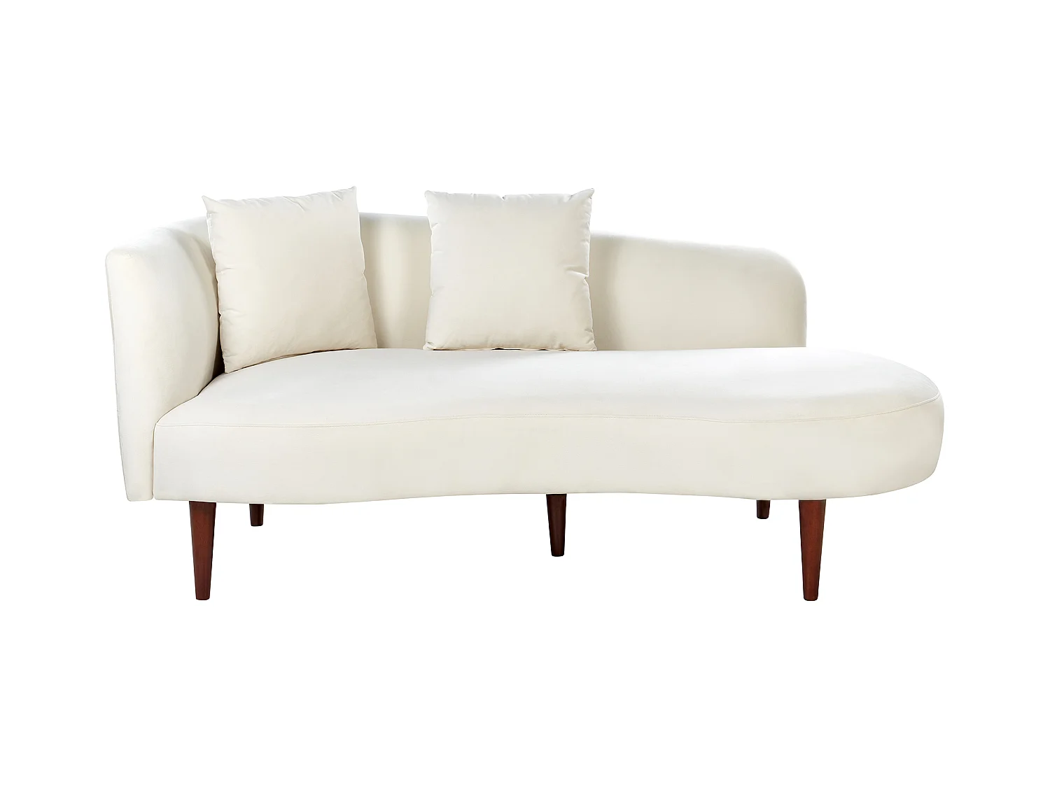 Chaise longue côté droite en velours blanc crème CHAUMONT