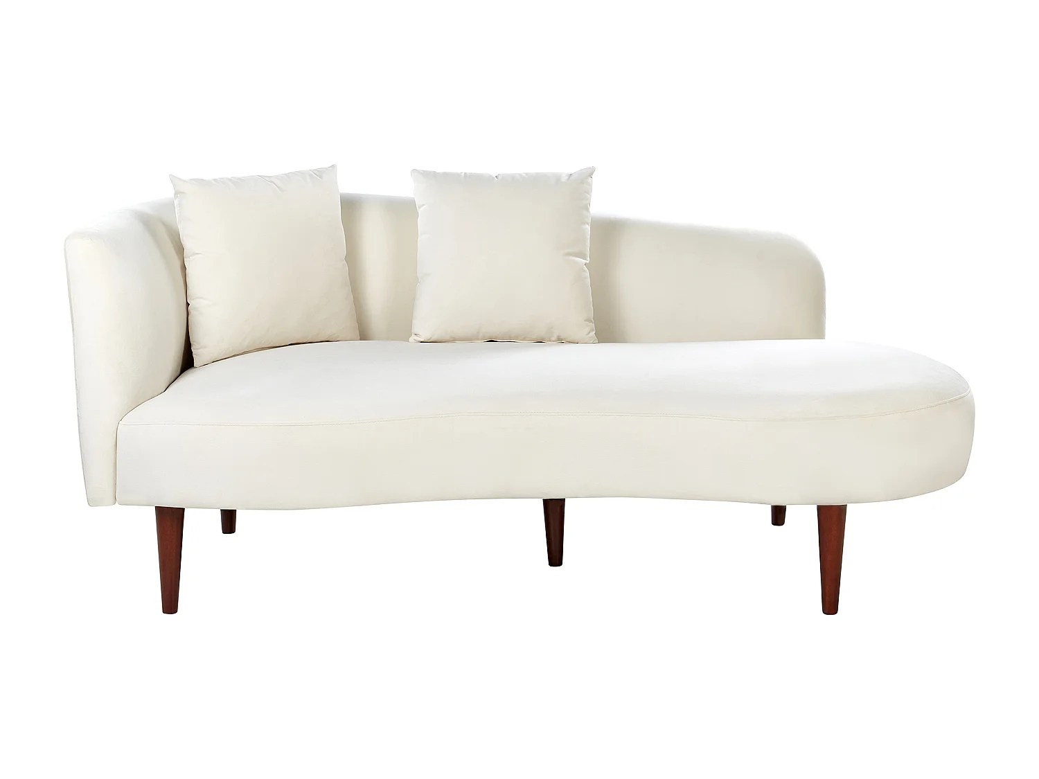 Chaise longue côté droite en velours blanc crème CHAUMONT