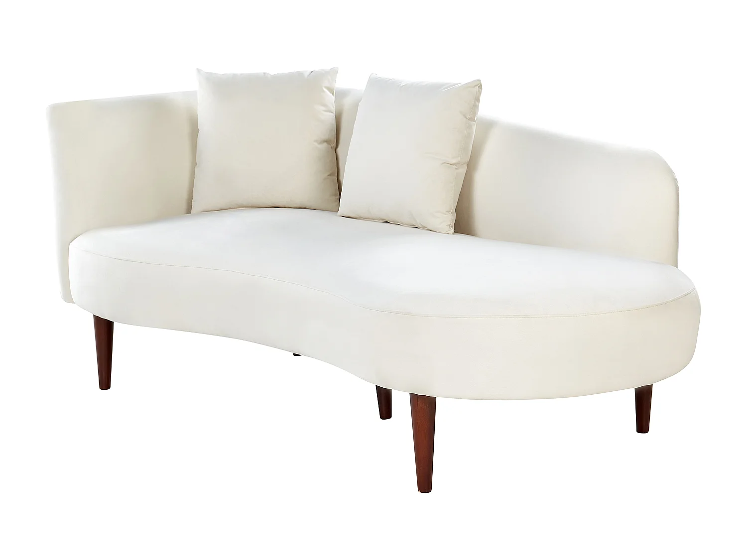 Chaise longue côté droite en velours blanc crème CHAUMONT