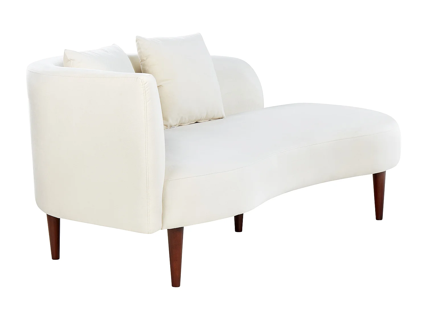 Chaise longue côté droite en velours blanc crème CHAUMONT