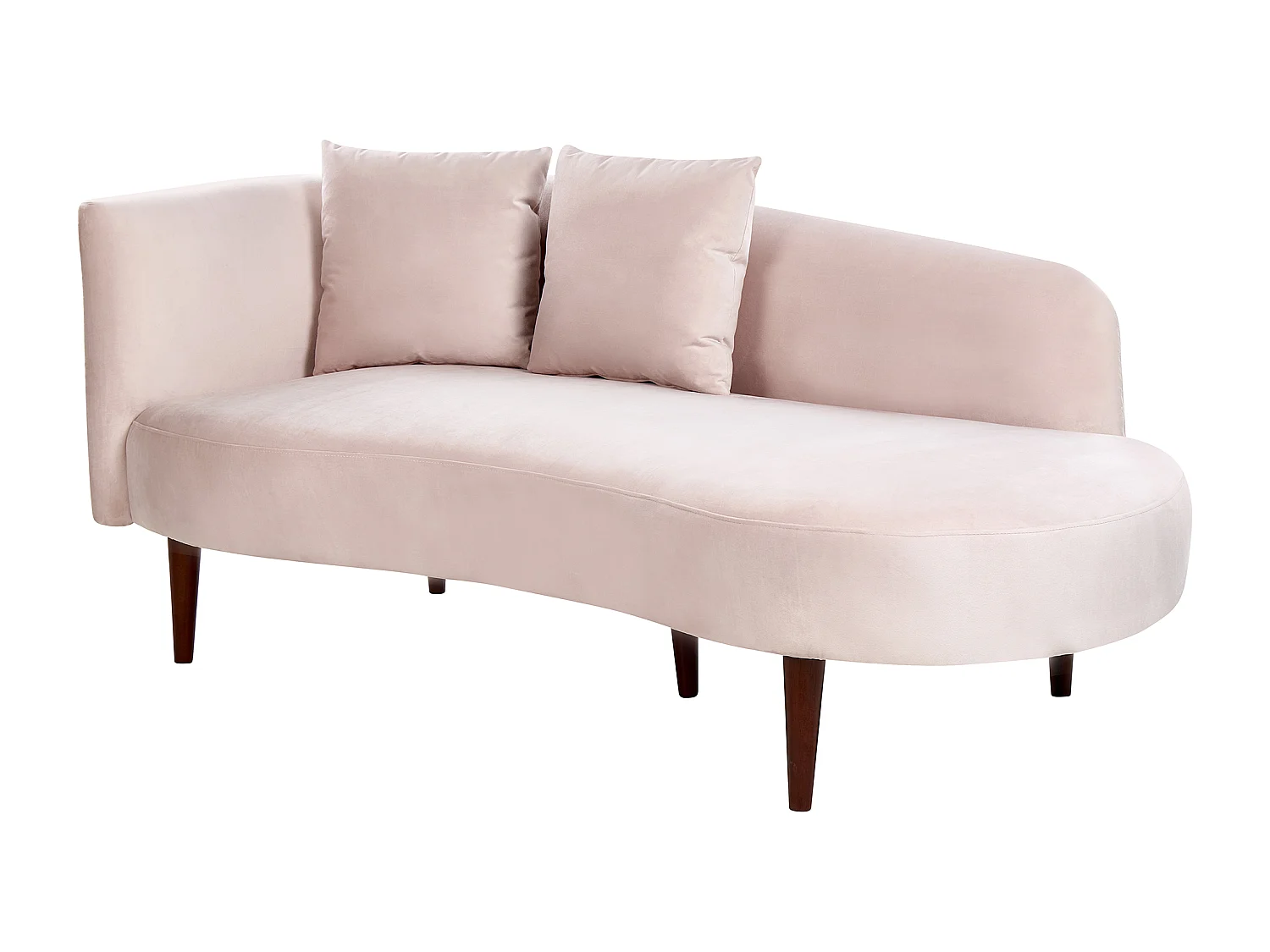 Chaise longue à esquerda CHAUMONT Veludo Rosa pastel