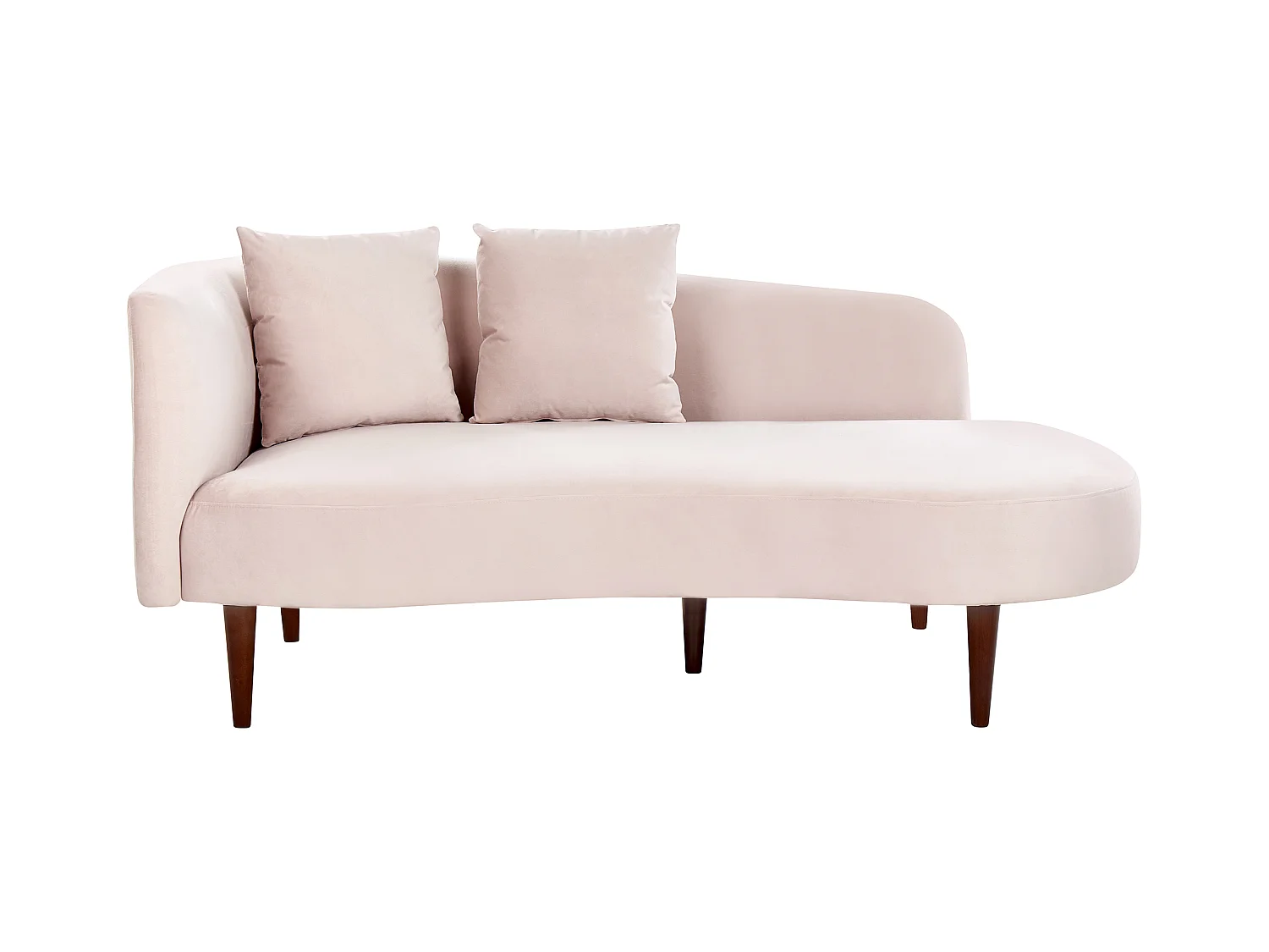 Chaise longue côté droite CHAUMONT Velours Rose pastel