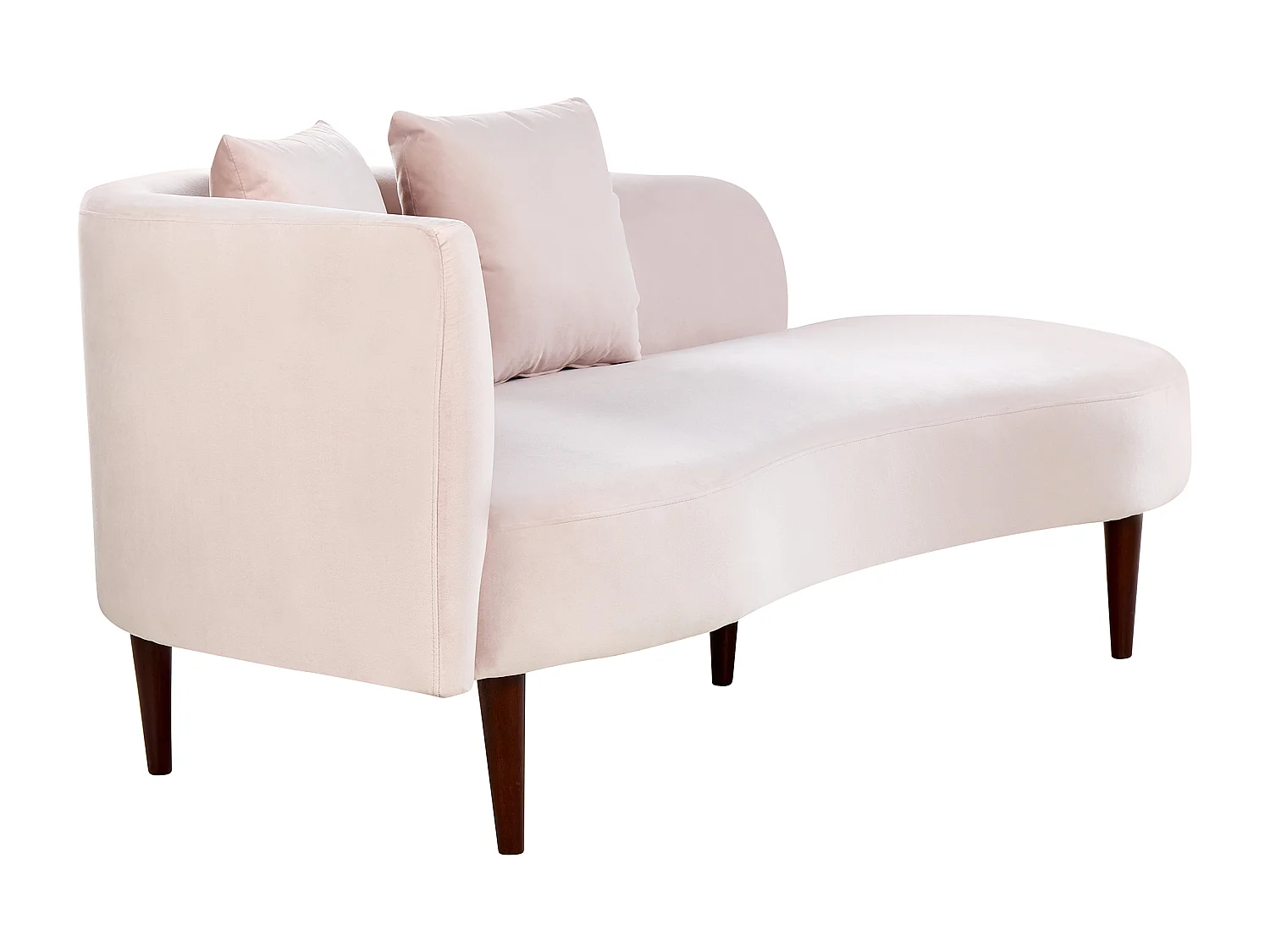 Chaise longue côté droite CHAUMONT Velours Rose pastel