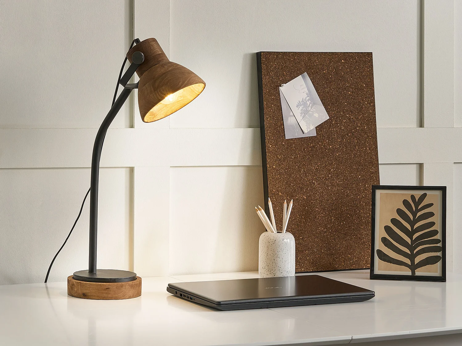 Lampe de bureau KOLAR Bois de manguier Marron foncé