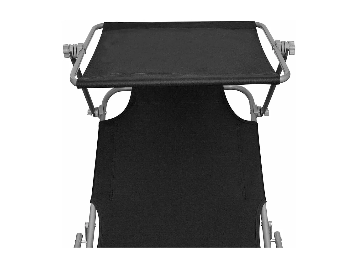 Tumbona tumbona para tomar el sol cama de jardín terraza muebles de exterior plegables con toldo de aluminio negro 02_0012830