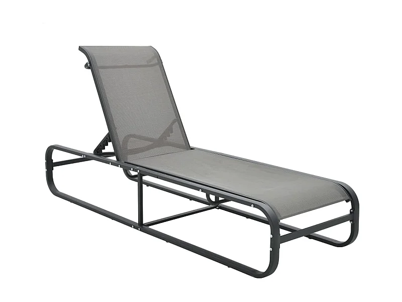 Sdraio sedia a sdraio prendisole lettino da giardino terrazza mobili da esterno alluminio e Textilene grigio 02_0012252