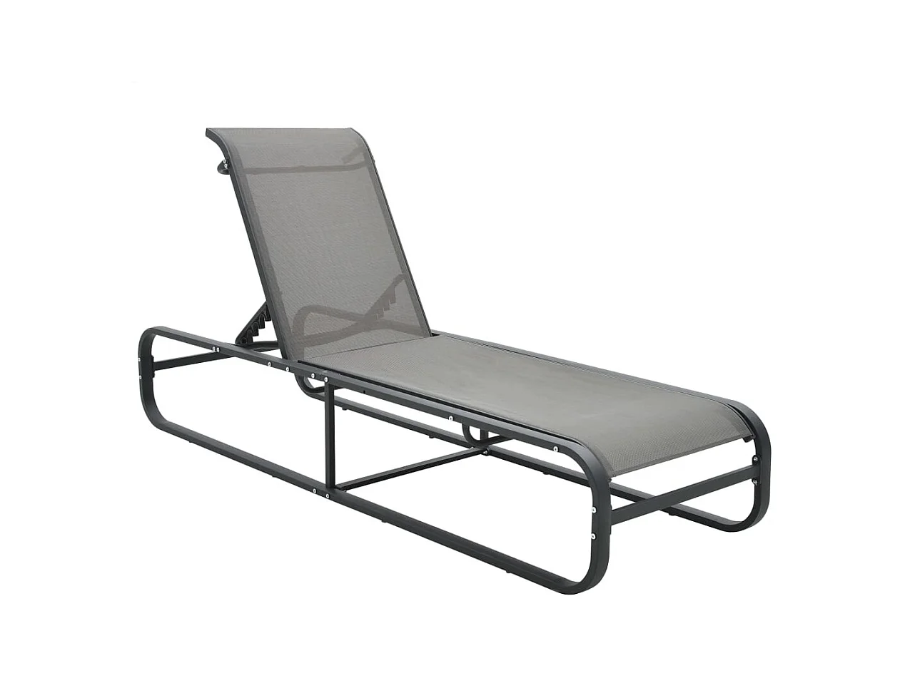 Transat chaise longue bain aluminium grise 200 x 65 x 36 cm 02_0012252