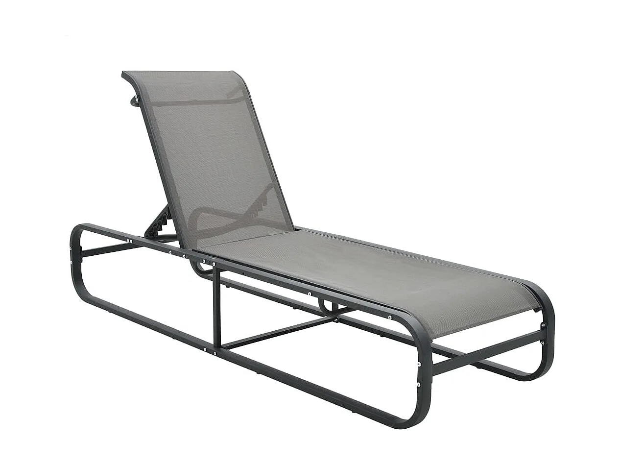 Transat chaise longue bain aluminium grise 200 x 65 x 36 cm 02_0012252