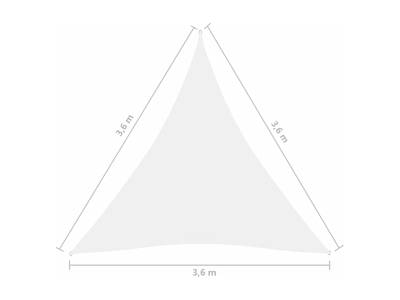 Vela parasole in tessuto Oxford triangolare 3,6 x 3,6 x 3,6 mt bianco 02_0009813